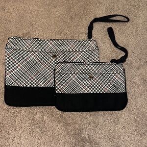 Chic Black and White Plaid Handbag Set NWOT